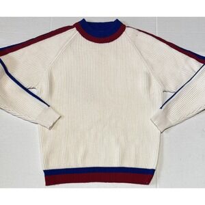K-MART - Women's Vintage USA Red White Blue Knit Ski‎ Pullover Sweater - Large